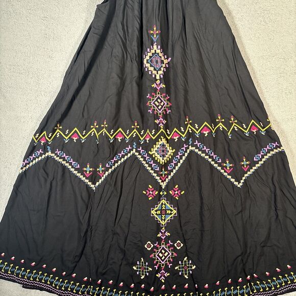 NWT Anthropologie Maxi Dress Women’s Size S Black Southwestern Aztec Embroidered - Picture 2 of 11